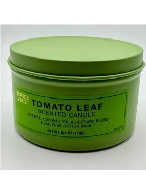 Trader Joe's Tomato Leaf Scented Candle 5.3 oz Soy Wax Blend Limited edition